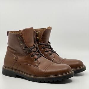 Sonoma Coltonn Combat Boots Cognac Brown Men’s 9M Lace Up Cap Toe Used Exc